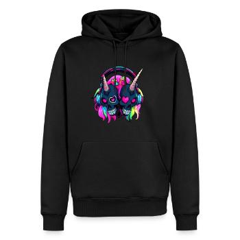 Unicorn Skull DJ Heavy Metal Festival - Sweat à capuche Premium bio Homme - noir - Devant - Nico (187cm)