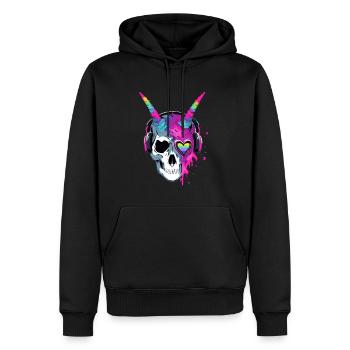 Rainbow Skull Drum and Bass DJ EDM Festival Raver - Männer Premium Bio Hoodie - Schwarz - Vorne - Nico (187cm)