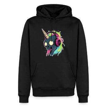 Rainbow Rave Unicorn DJ EDM Festival - Männer Premium Bio Hoodie - Schwarz - Vorne - Nico (187cm)