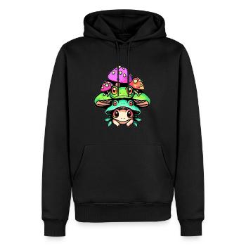 Cute Trippy Frog Psychedelic Art EDM - Männer Premium Bio Hoodie - Schwarz - Vorne - Nico (187cm)
