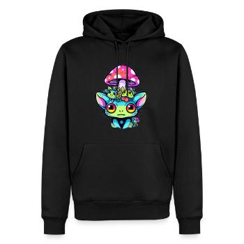 Psychedelic Cat Trippy EDM Festival Rave DJ - Männer Premium Bio Hoodie - Schwarz - Vorne - Nico (187cm)