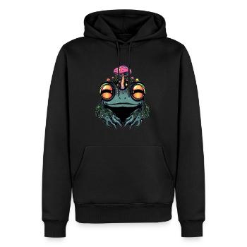Electronic Music Lover EDM Festival Trippy Frog - Men’s Premium Organic Hoodie - black - Front - Nico (187cm)