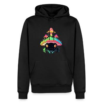 EDM Trippy Art Psychedelic Mushroom - Männer Premium Bio Hoodie - Schwarz - Vorne - Nico (187cm)