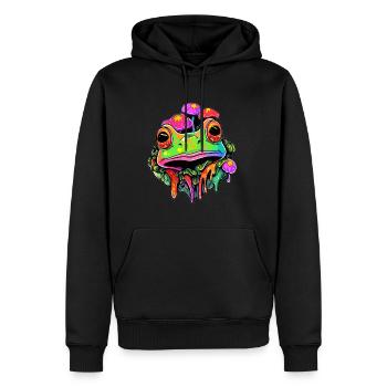Psychédélique Trippy Arty Frog DJ EDM Rave - Sweat à capuche Premium bio Homme - noir - Devant - Nico (187cm)