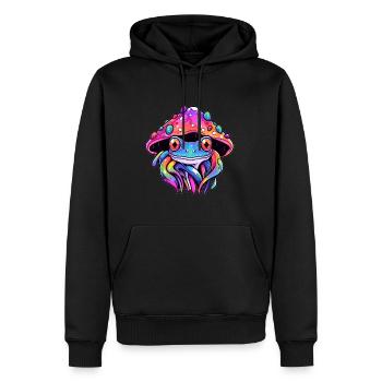 Festival psychédélique de Rave Frog EDM trippant - Sweat à capuche Premium bio Homme - noir - Devant - Nico (187cm)