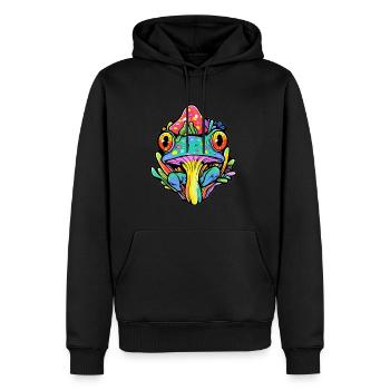 Trippy Psychédélique EDM Festival Frog Rave - Sweat à capuche Premium bio Homme - noir - Devant - Nico (187cm)