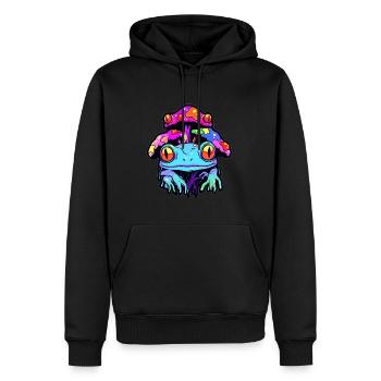 House Music DJ Champignon psychédélique EDM - Sweat à capuche Premium bio Homme - noir - Devant - Nico (187cm)