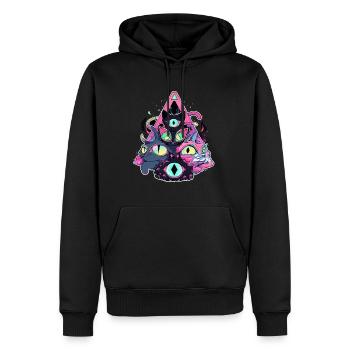 Trippy Cat Festival psychédélique chat sacré - Sweat à capuche Premium bio Homme - noir - Devant - Nico (187cm)