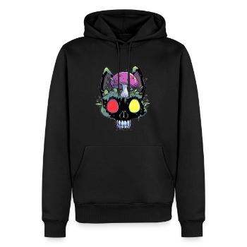 Mélomane Psychédélique Trippy Cat EDM Rave - Sweat à capuche Premium bio Homme - noir - Devant - Nico (187cm)