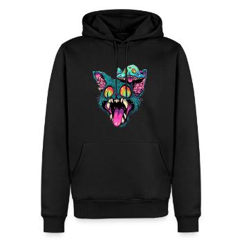 Electronic Music DJ Trippy Cat Art EDM Rave - Men’s Premium Organic Hoodie - black - Front - Nico (187cm)