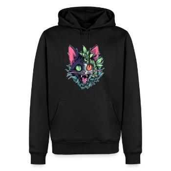 Flora Zombie Cat DJ EDM Festival Rave - Sweat à capuche Premium bio Homme - noir - Devant - Nico (187cm)
