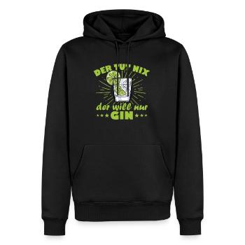 Der tut nix der will nur gin - Männer Premium Bio Hoodie - Schwarz - Vorne - Nico (187cm)