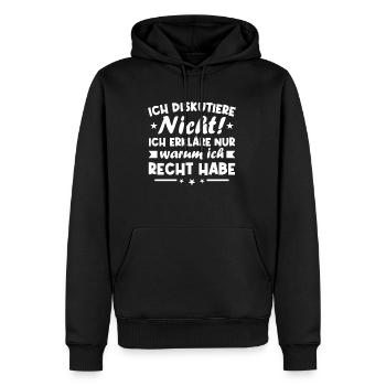 Ich diskutiere nicht erkläre warum ich recht habe - Männer Premium Bio Hoodie - Schwarz - Vorne - Nico (187cm)