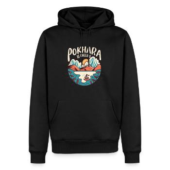 Pokhara is Calling Annapurna Hiker Nepal - Männer Premium Bio Hoodie - Schwarz - Vorne - Nico (187cm)