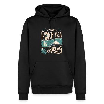 Mountain Lover Retro Pokhara Nepal - Männer Premium Bio Hoodie - Schwarz - Vorne - Nico (187cm)