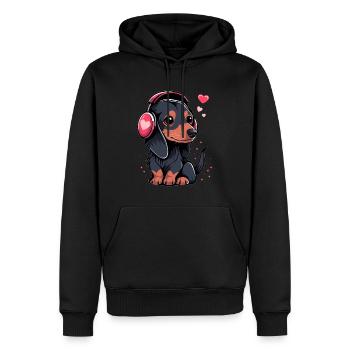 Dackel Chien Amant Mignon Teckel DJ - Sweat à capuche Premium bio Homme - noir - Devant - Nico (187cm)