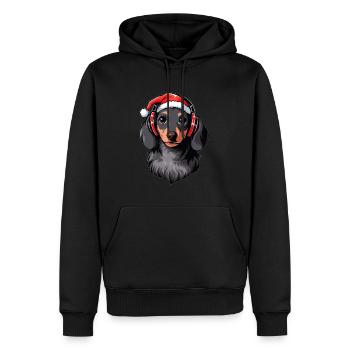 Animal Lover Christmas Dachshund - Men’s Premium Organic Hoodie - black - Front - Nico (187cm)
