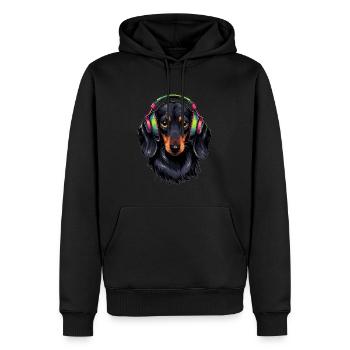 EDM Festival DJ Teckel Lover Dackel - Sweat à capuche Premium bio Homme - noir - Devant - Nico (187cm)