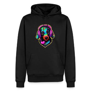 Teckel mignon DJ EDM Festival Rave - Sweat à capuche Premium bio Homme - noir - Devant - Nico (187cm)