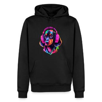 Fête Teckel DJ Music Lover EDM Teckel - Sweat à capuche Premium bio Homme - noir - Devant - Nico (187cm)
