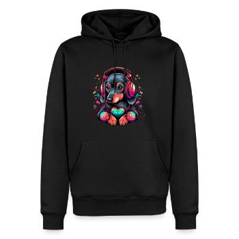 Mignon Fête Teckel DJ EDM Festival - Sweat à capuche Premium bio Homme - noir - Devant - Nico (187cm)