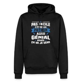 Un patron aussi génial mais ça va je gère - Sweat à capuche Premium bio Homme - noir - Devant - Nico (187cm)
