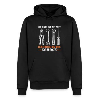 Ich habe keine zeit ich muss in die garage - Männer Premium Bio Hoodie - Schwarz - Vorne - Nico (187cm)