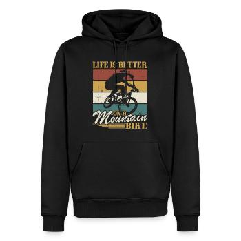 La vie est plus belle en VTT - Sweat à capuche Premium bio Homme - noir - Devant - Nico (187cm)