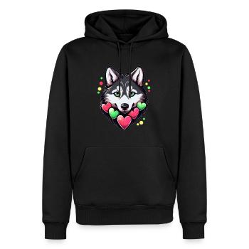 EDM Party Husky Electronic Music Rave - Männer Premium Bio Hoodie - Schwarz - Vorne - Nico (187cm)