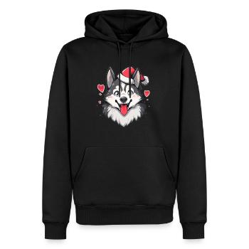 Christmas Party Hunsky Dog Lover Christmas - Men’s Premium Organic Hoodie - black - Front - Nico (187cm)