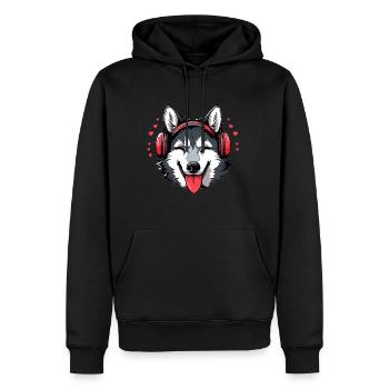 Electronic Music Party Husky DJ Rave - Männer Premium Bio Hoodie - Schwarz - Vorne - Nico (187cm)