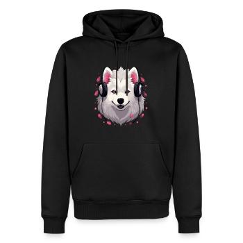 Sweet Samoyed DJ EDM Festival - Men’s Premium Organic Hoodie - black - Front - Nico (187cm)