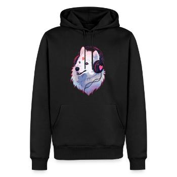 Cute Samoyed DJ Dog Lover Groomer - Men’s Premium Organic Hoodie - black - Front - Nico (187cm)