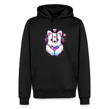 EDM Festival Sweet Samoyed Lover DJ - Men’s Premium Organic Hoodie - black - Front - Nico (187cm)