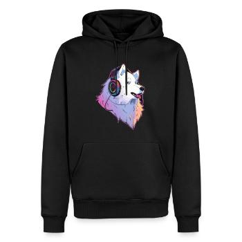 EDM Party Musique électronique Samoyède DJ - Sweat à capuche Premium bio Homme - noir - Devant - Nico (187cm)