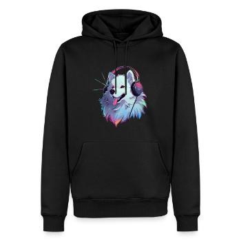 Fête Cyberpunk Samoyède DJ EDM Festival - Sweat à capuche Premium bio Homme - noir - Devant - Nico (187cm)