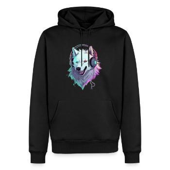Festival de musique électronique EDM Samoyède DJ - Sweat à capuche Premium bio Homme - noir - Devant - Nico (187cm)