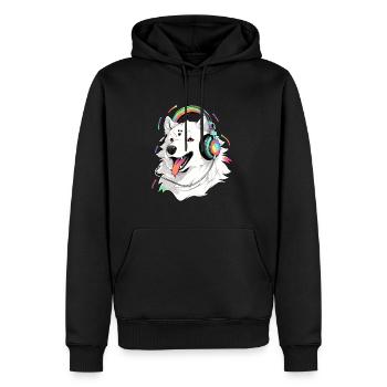 Samoyed DJ EDM Festival Rave - Men’s Premium Organic Hoodie - black - Front - Nico (187cm)