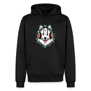 Festival de musique électronique Samoyed DJ EDM - Sweat à capuche Premium bio Homme - noir - Devant - Nico (187cm)