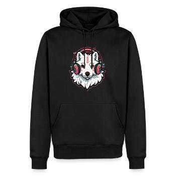 EDM Samoyed DJ Christmas Party - Men’s Premium Organic Hoodie - black - Front - Nico (187cm)