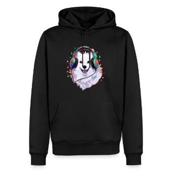 EDM Party Samoyed DJ Rave - Men’s Premium Organic Hoodie - black - Front - Nico (187cm)