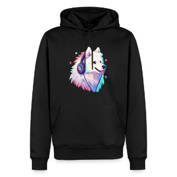 Cute Samoyed DJ Electronic Music Festival - Männer Premium Bio Hoodie - Schwarz - Vorne - Nico (187cm)