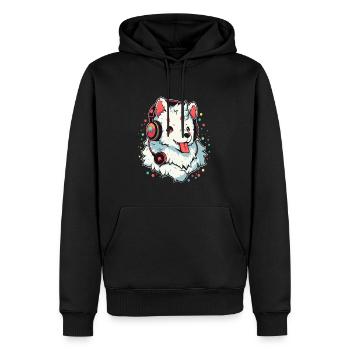 Party Samoyed DJ EDM Festival - Men’s Premium Organic Hoodie - black - Front - Nico (187cm)