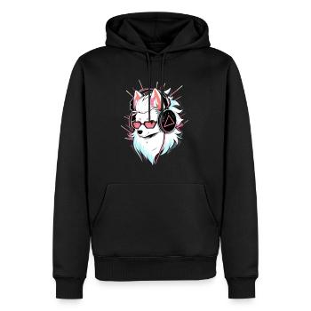 Cyberpunk Samoyed DJ Electronic Festival - Men’s Premium Organic Hoodie - black - Front - Nico (187cm)