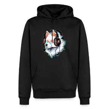 Party Samoyed DJ Electronic Music Festival - Männer Premium Bio Hoodie - Schwarz - Vorne - Nico (187cm)