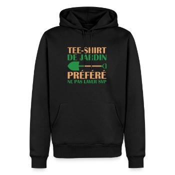 Tee Shirt De Jardin Préféré Ne Pas Laver Svp - Sweat à capuche Premium bio Homme - noir - Devant - Nico (187cm)