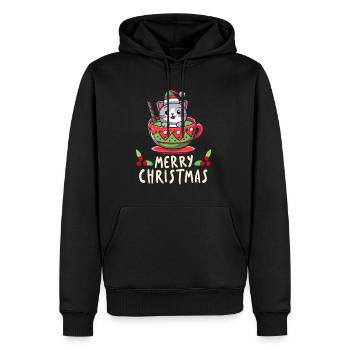 Cute Christmas Matcha Cats Christmas Party - Men’s Premium Organic Hoodie - black - Front - Nico (187cm)