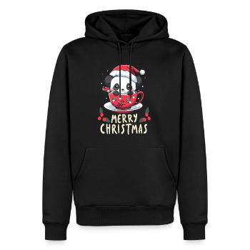 Mignon Noël Panda Amateur De Chocolat Chaud Noël - Sweat à capuche Premium bio Homme - noir - Devant - Nico (187cm)