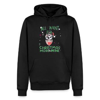 Funny Christmas Cocktail Cat Christmas Party - Men’s Premium Organic Hoodie - black - Front - Nico (187cm)
