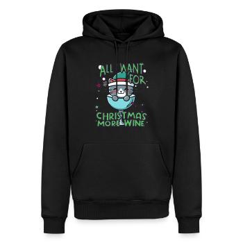 Mignon Noël Cocktail Chats Vacances D’hiver - Sweat à capuche Premium bio Homme - noir - Devant - Nico (187cm)